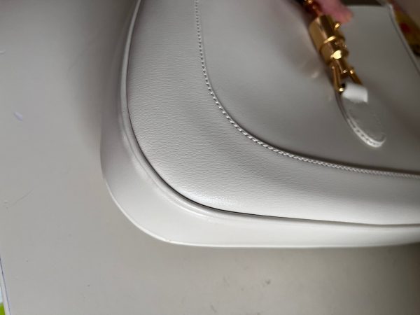 IMG 4288 Gucci Jackie 1961 White Leather Bag with Adjustable Strap Size Small