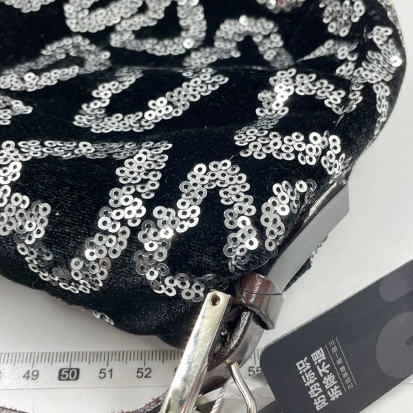 IMG 4381 FENDI Baguette White Heart Shaped Sequin Black Shoulder Bag