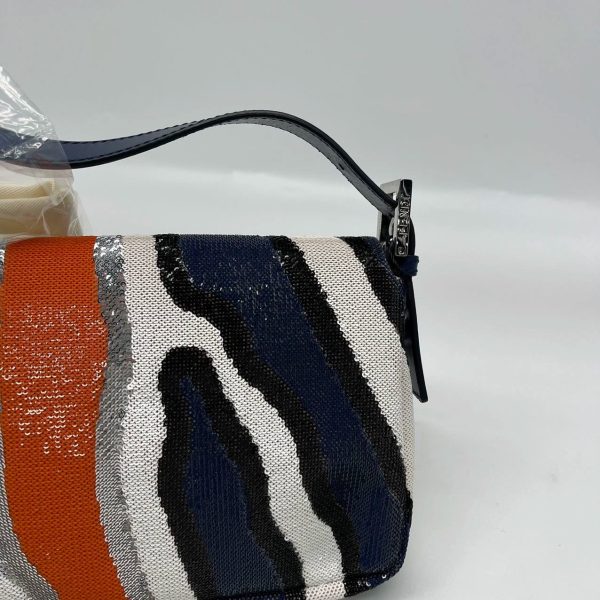 IMG 4403 FENDI Baguette Zebra Stripe Sequin Blue Orange White