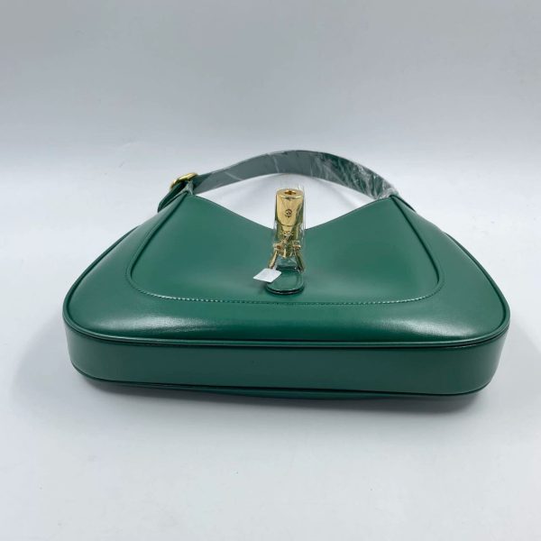 IMG 4492 Gucci Jackie 1961 Green Leather Bag Small with Adjustable Strap