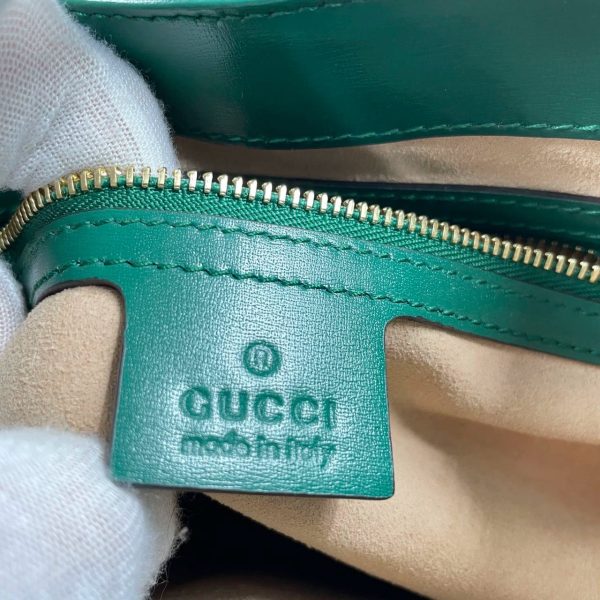 IMG 4495 Gucci Jackie 1961 Green Leather Bag Small with Adjustable Strap