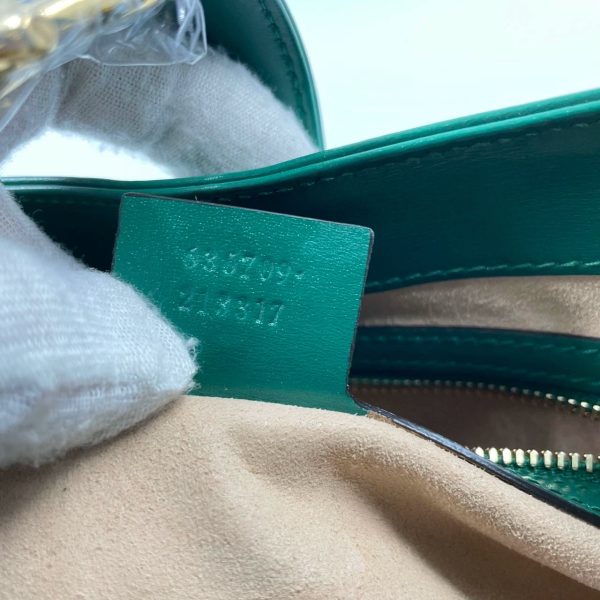 IMG 4496 Gucci Jackie 1961 Green Leather Bag Small with Adjustable Strap