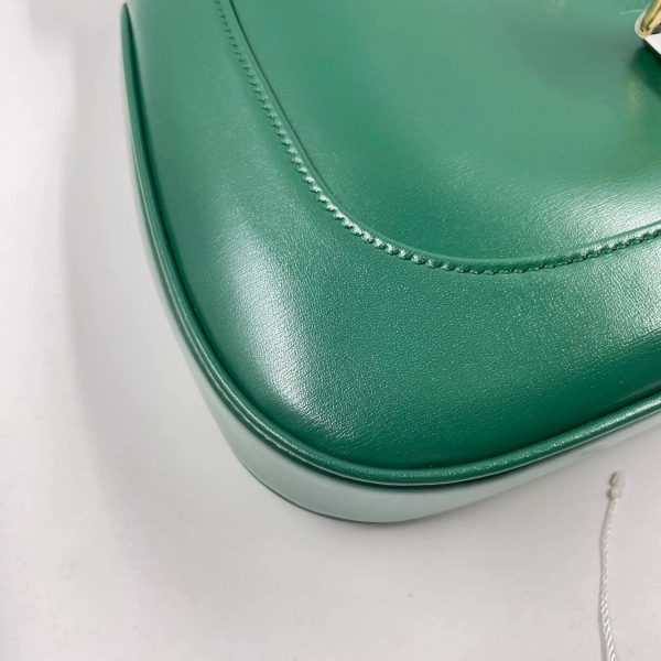 IMG 4502 Gucci Jackie 1961 Green Leather Bag Small with Adjustable Strap