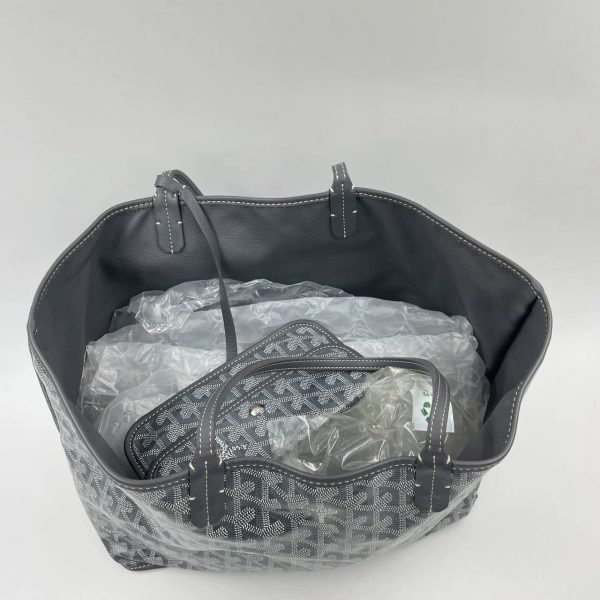 Grey Goyard Anjou PM Medium Tote Grey Reversible leather lining