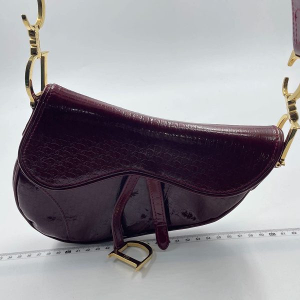 Patent leather Dior Saddle Mini Vintage Shoulder Bag Burgundy Patent Leather