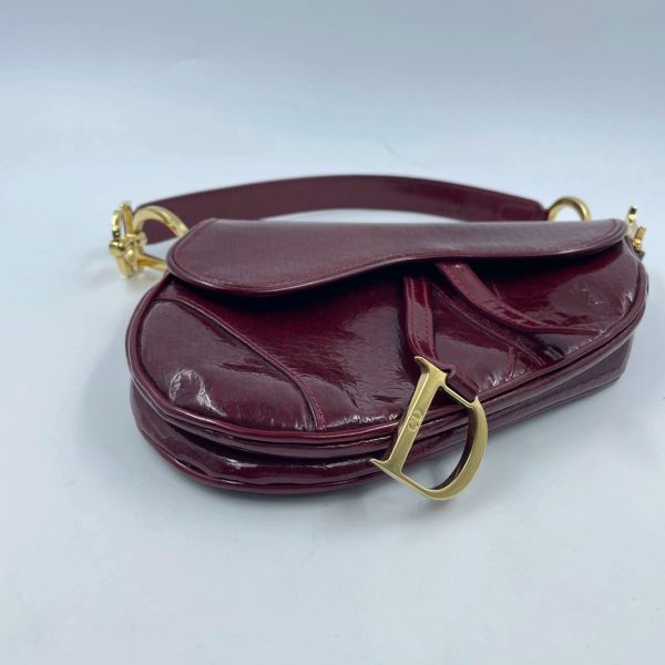 IMG 4756 Dior Saddle Mini Vintage Shoulder Bag Burgundy Patent Leather