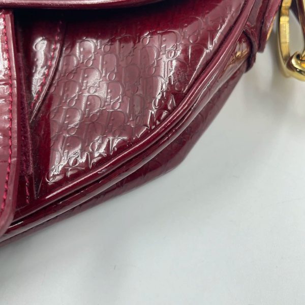 IMG 4762 Dior Saddle Mini Vintage Shoulder Bag Burgundy Patent Leather