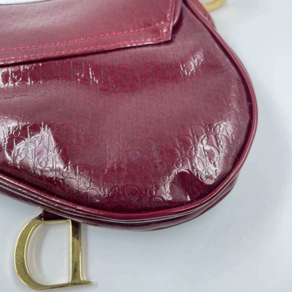 IMG 4763 Dior Saddle Mini Vintage Shoulder Bag Burgundy Patent Leather