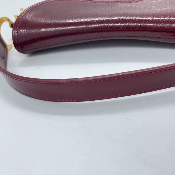 IMG 4766 Dior Saddle Mini Vintage Shoulder Bag Burgundy Patent Leather