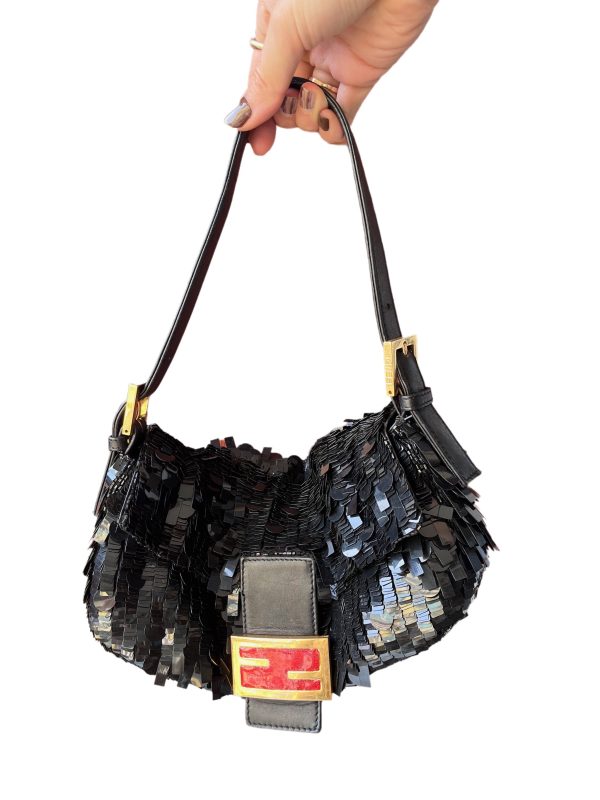 Baguette Fendi Baguette Multi shape Black Sequins with Red Buckle