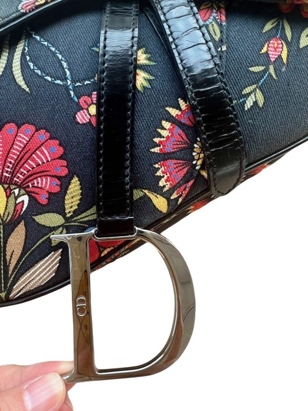 IMG 4815 Dior Saddle Black Denim with Floral Embroidery John Galliano Design