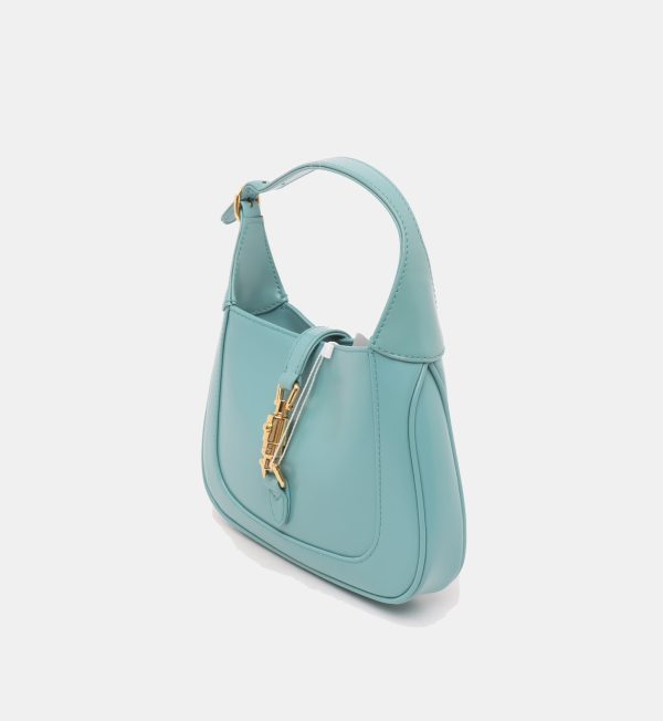 Blue Gucci Jackie 1961 Mini Blue Leather Bag with Adjustable Strap