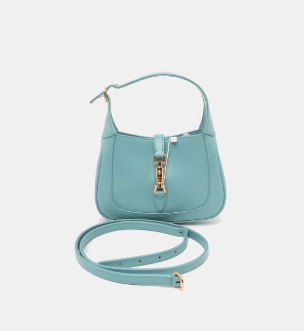 Leather Gucci Jackie 1961 Mini Blue Leather Bag with Adjustable Strap