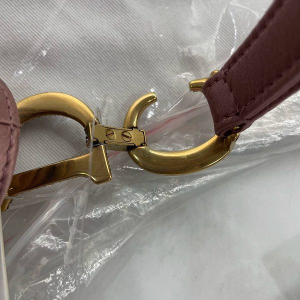 IMG 5379 Dior Saddle Mini Silk Satin Rose Pink with Crystal Buckle