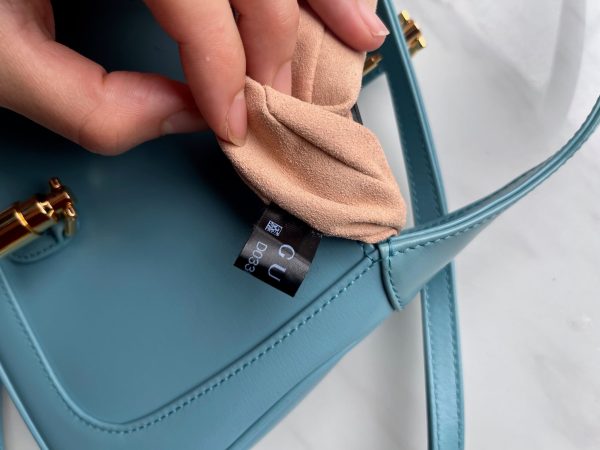 IMG 5414 Gucci Jackie 1961 Mini Blue Leather Bag with Adjustable Strap