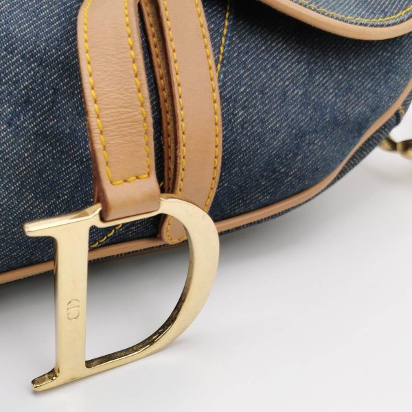 IMG 5565 Dior Saddle Vintage Navy Denim with Silk Lining and Leather Trim