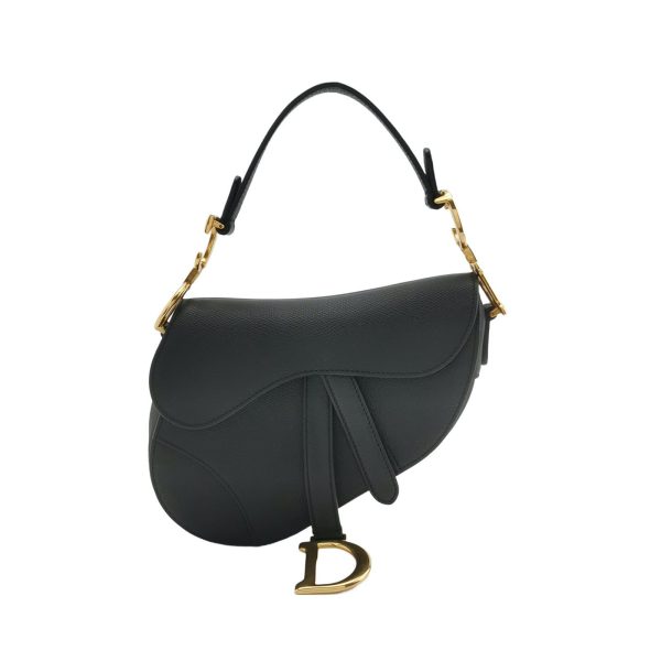 Dior Dior Saddle Mini Black Grained Leather with Gold Hardware