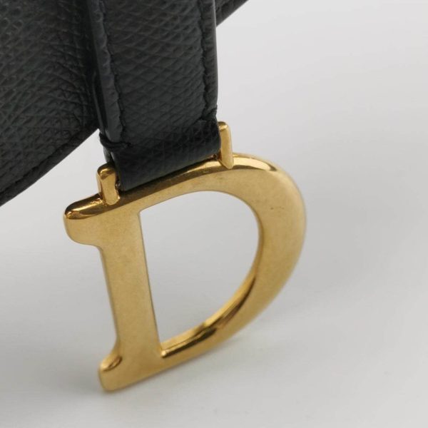 IMG 5647 Dior Saddle Mini Black Grained Leather with Gold Hardware