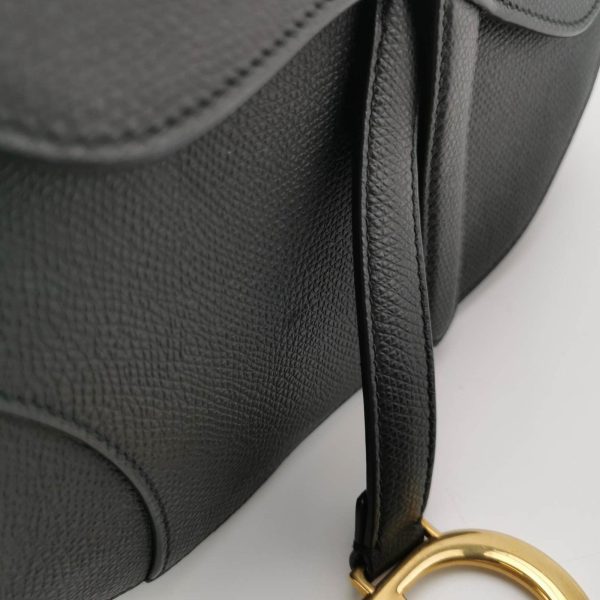 IMG 5650 Dior Saddle Mini Black Grained Leather with Gold Hardware