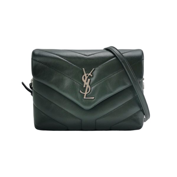 Saint Laurent Saint Laurent Mini Dark Green Leather Matelasse Monogram Crossbody Bag