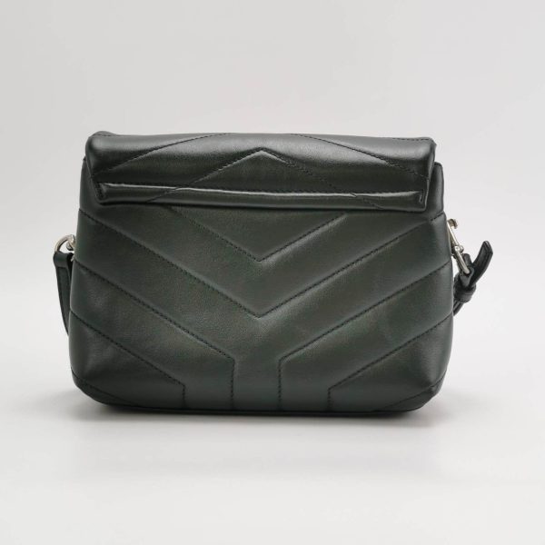 Green Saint Laurent Mini Dark Green Leather Matelasse Monogram Crossbody Bag