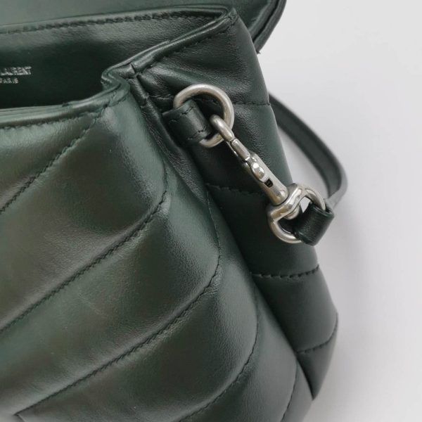 IMG 5694 Saint Laurent Mini Dark Green Leather Matelasse Monogram Crossbody Bag