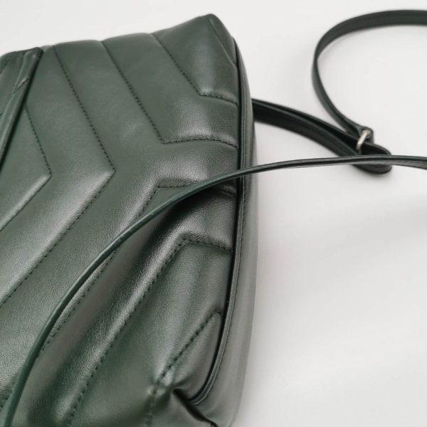 IMG 5696 Saint Laurent Mini Dark Green Leather Matelasse Monogram Crossbody Bag