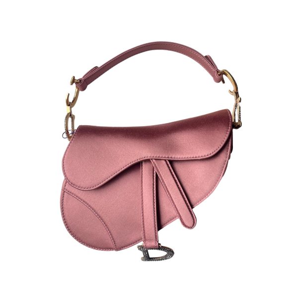 Dior Dior Saddle Mini Silk Satin Rose Pink with Crystal Buckle