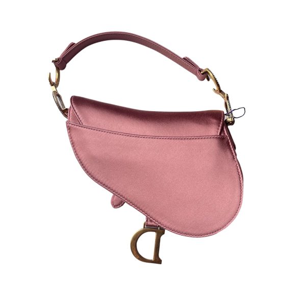 Saddle Dior Saddle Mini Silk Satin Rose Pink with Crystal Buckle