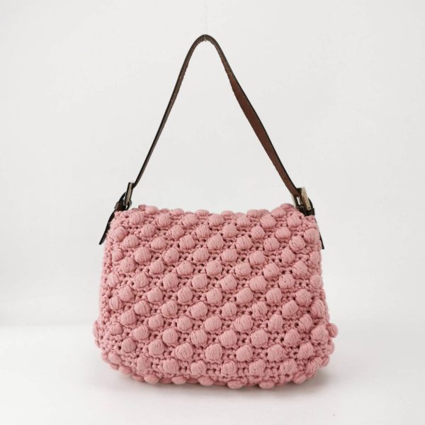 Pink Fendi Mamma Baguette Bag Pink Crochet Shoulder Bag