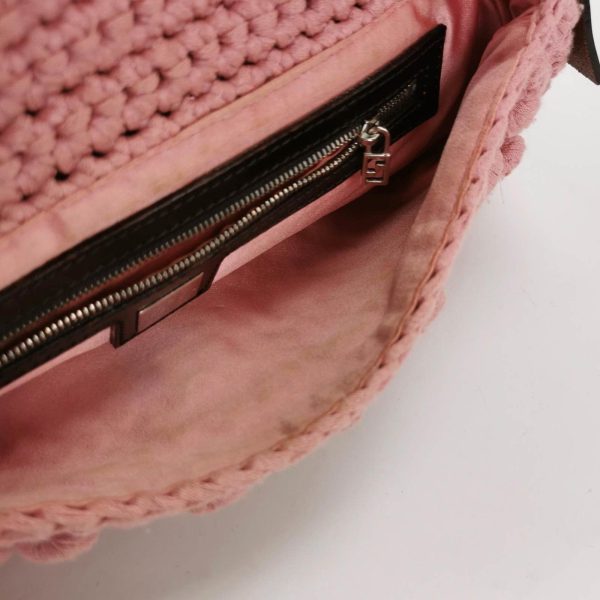 IMG 5882 Fendi Mamma Baguette Bag Pink Crochet Shoulder Bag