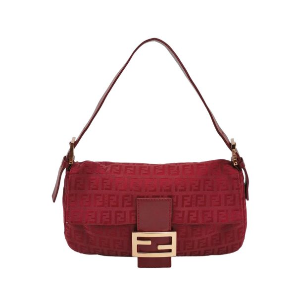 Fendi Fendi Baguette Red Zucchino Print Monogram