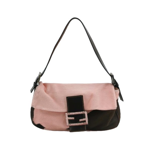 Fendi Fendi Baguette Pony Style Calfskin Leather Shoulder Bag in Pink Cow Print