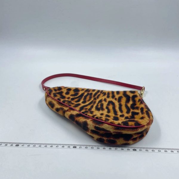 Saddle Dior Saddle Vintage Classic Leopard Print Ponyhair Calfskin leather red strap zip opening