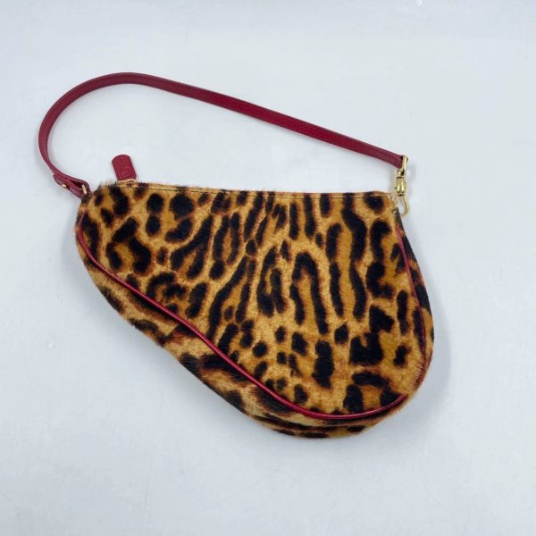 IMG 6080 Dior Saddle Vintage Classic Leopard Print Ponyhair Calfskin leather red strap zip opening