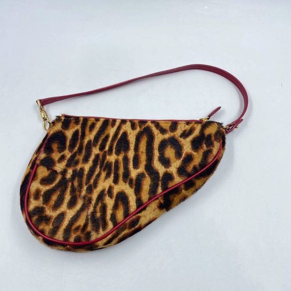 IMG 6081 Dior Saddle Vintage Classic Leopard Print Ponyhair Calfskin leather red strap zip opening