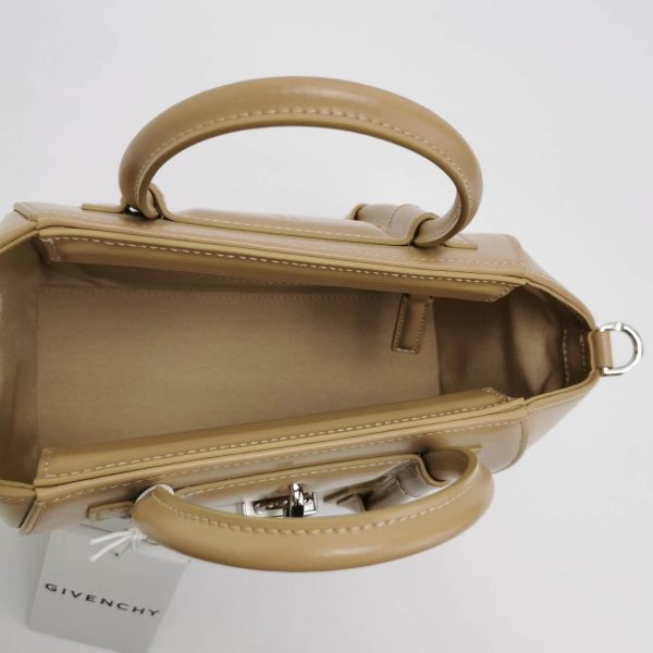 IMG 6115 Givenchy Antigona Lock Mini Beige Smooth Leather Top Handle bag with Strap