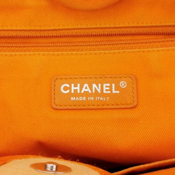 IMG 6227 Chanel Deauville Tote Orange Denim Leather Trim Small