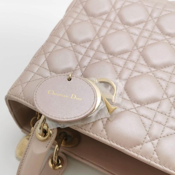 IMG 6271 Lady Dior Medium Handbag Pearlescent Pink Cannage Leather Gold Hardware