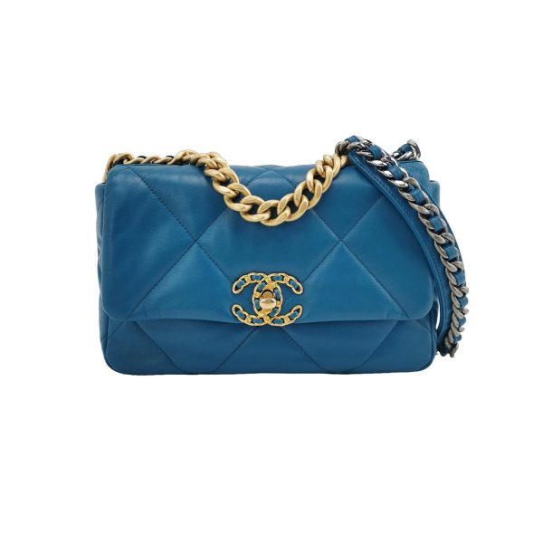 Chanel Chanel 19 Bag Small Teal Blue Gold Hardware Chain Crossbody Bag