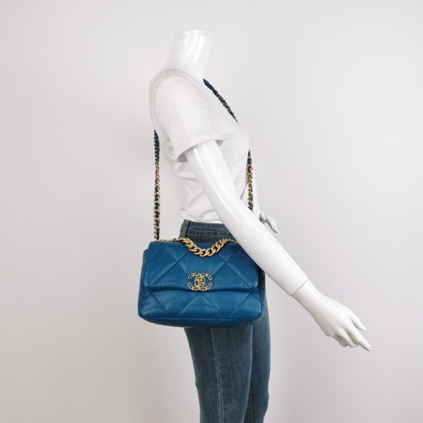 Chanel 19 Chanel 19 Bag Small Teal Blue Gold Hardware Chain Crossbody Bag