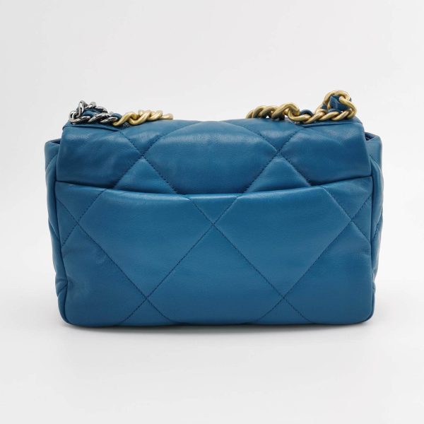 Blue Chanel 19 Bag Small Teal Blue Gold Hardware Chain Crossbody Bag