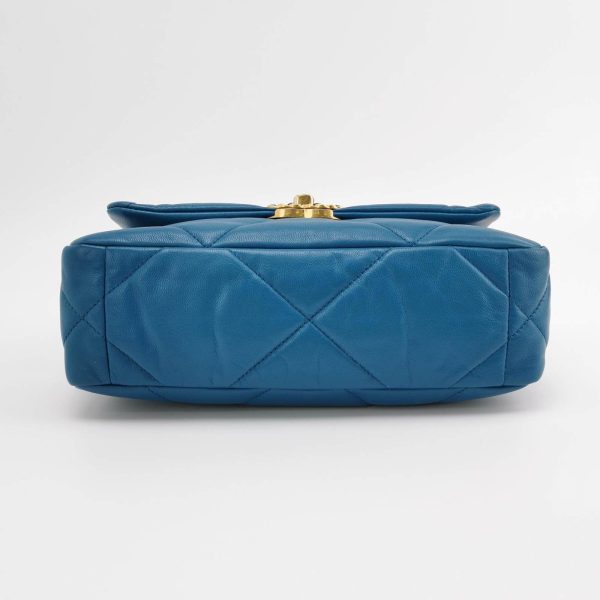 IMG 6331 Chanel 19 Bag Small Teal Blue Gold Hardware Chain Crossbody Bag