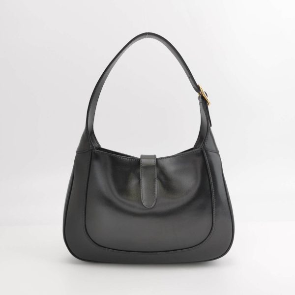 Black Gucci Jackie 1961 Black Leather Bag with Adjustable Strap