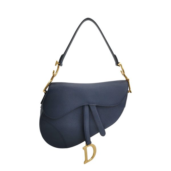 Dior Dior Saddle Navy Medium Grained Leather Handbag