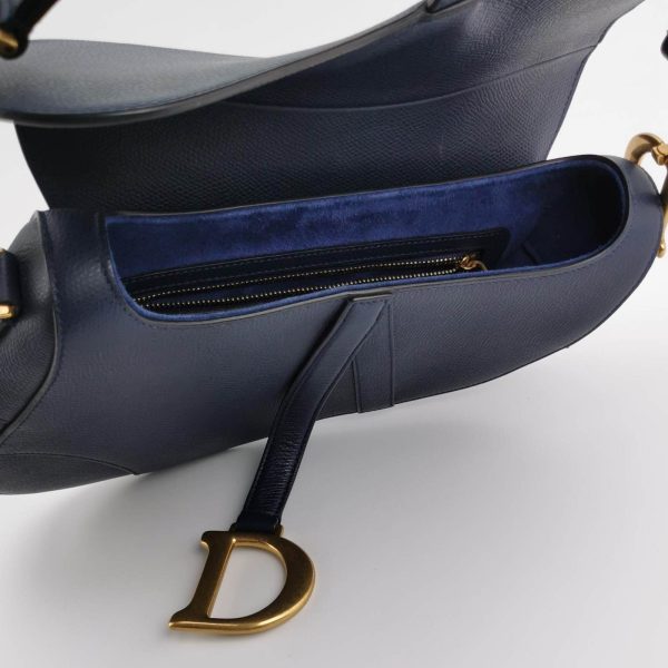 IMG 6532 Dior Saddle Navy Medium Grained Leather Handbag