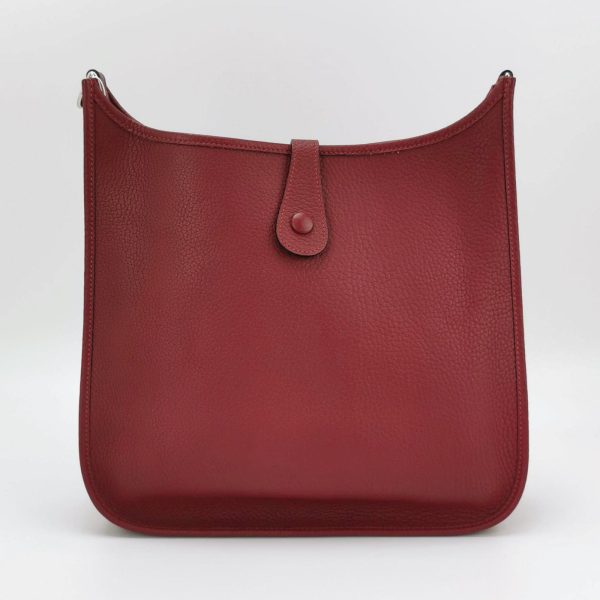 Burgundy Hermes Evelyne 33 Large Crossbody Bag Burgundy with Strap