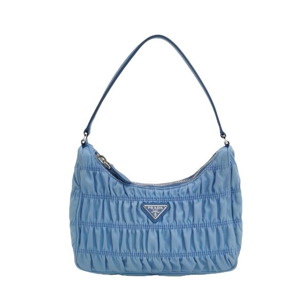 Prada Prada Tessuto Nylon Gaufre Hobo Shoulder Bag Blue