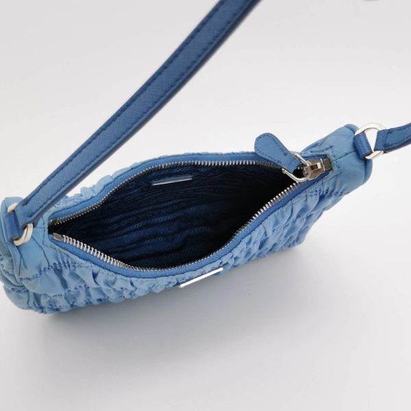 IMG 6676 36fbc548 be15 41dc 88af ae1dfe994ed9 Prada Tessuto Nylon Gaufre Hobo Shoulder Bag Blue