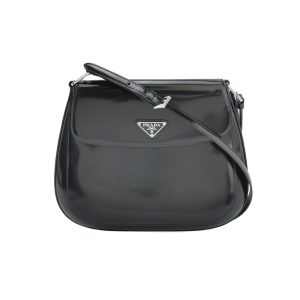 Prada Hermes Yale Bag MM Shoulder Bag Black Silver Canvas Leather